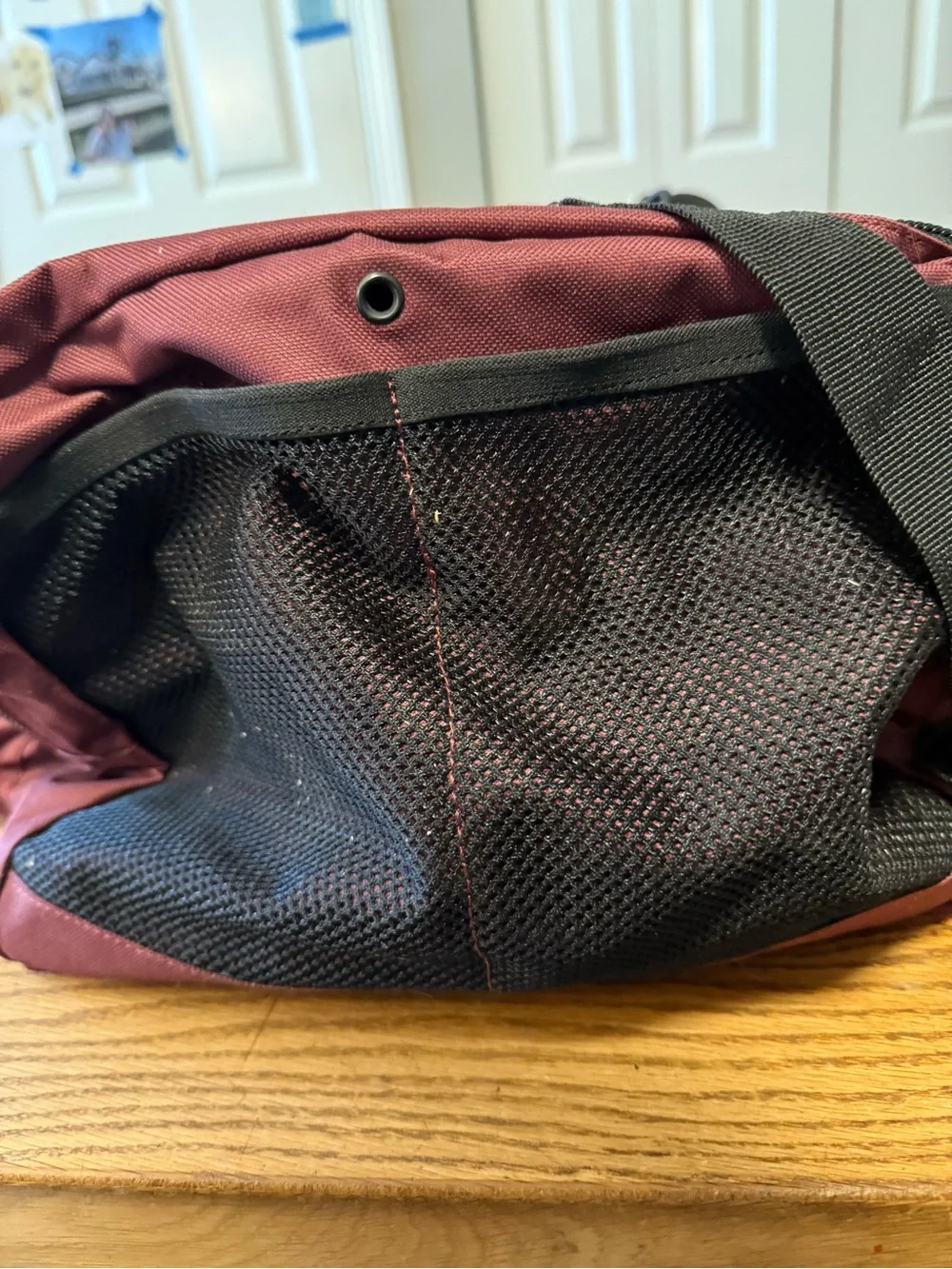 Bear Komplex Duffel Bag with Multiple Exterior Pockets Burgundy Maroon Red